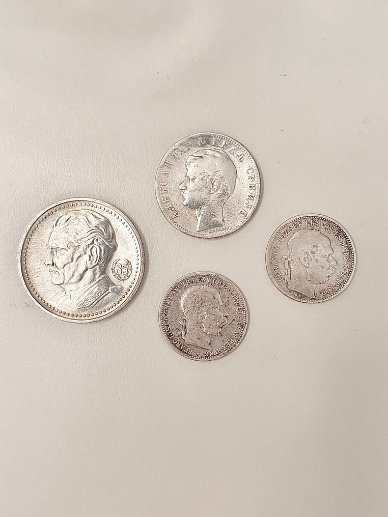 东欧. Lot of 4 coins, various denominations 1897/1977, incl. 200 Dinars Tito's 85th Birthday (没有保留价) #1.0