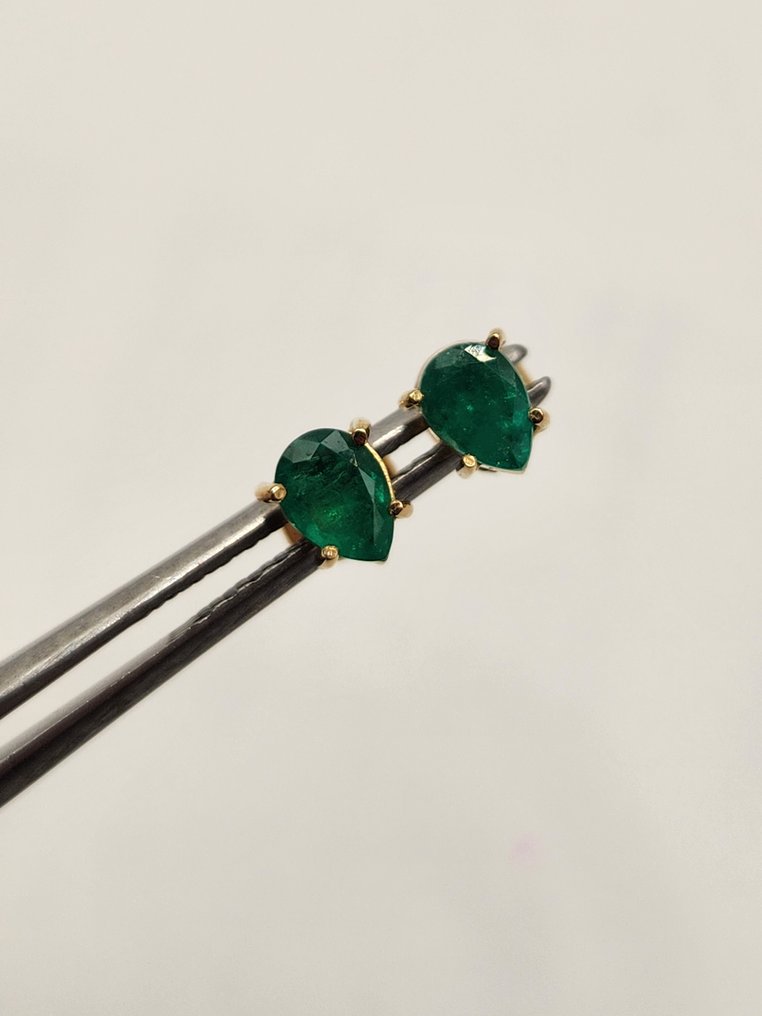 Σκουλαρίκια - 18 καράτια Κίτρινο χρυσό -  1.10ct. tw. Σμαράγδι - Αρετές Lagr de Esmeralda #1.0