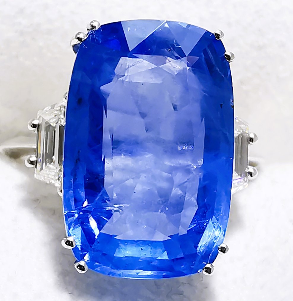 戒指 - 18 克拉 玫瑰金, 缅甸 无热 6.40克 -  12.63ct. tw. 藍寶石 - 鉆石 #1.0