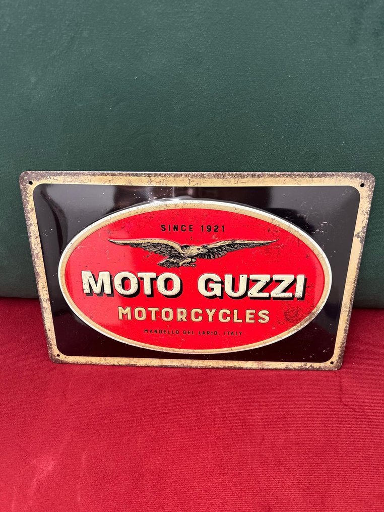 Placa esmaltada Moto Guzzi - Sinal de esmalte - Metal #1.0