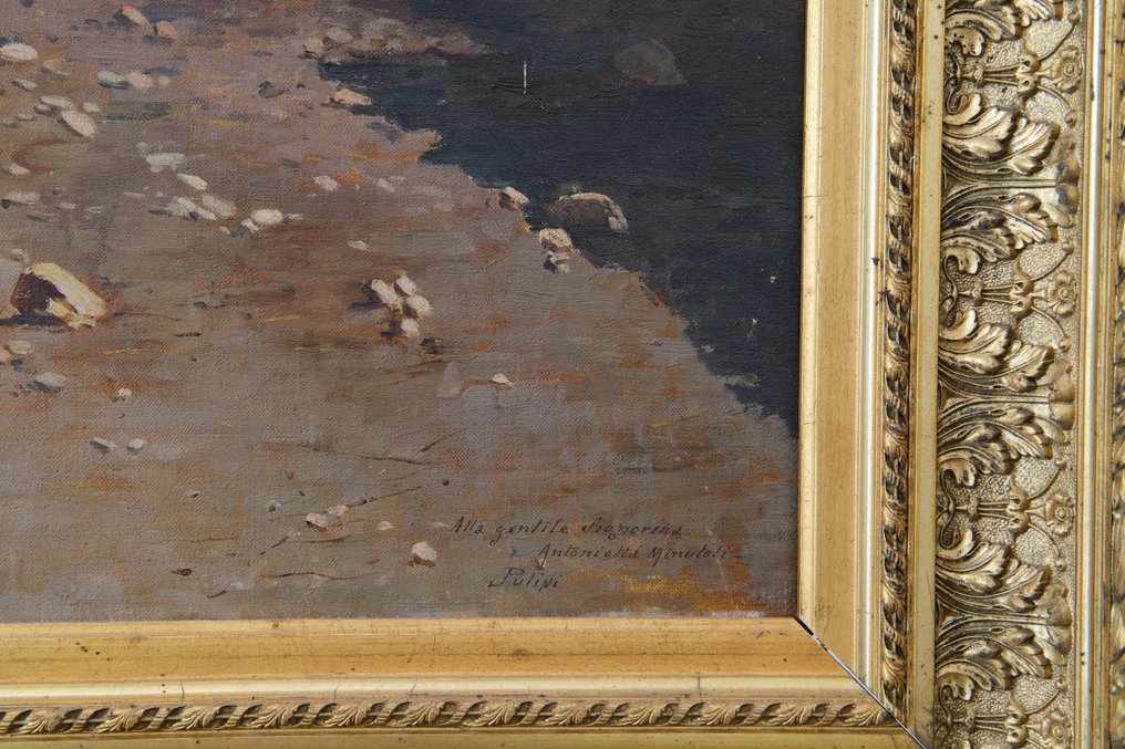 Luigi Pulini (XIX) - Paesaggio campestre con lavandaie #4.3