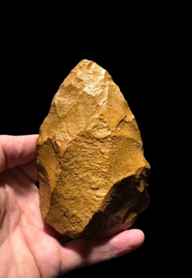 Paleoliittinen Upea acheuleen-ajan biface, cordiforme, jaspiin - 12.5 cm #2.1