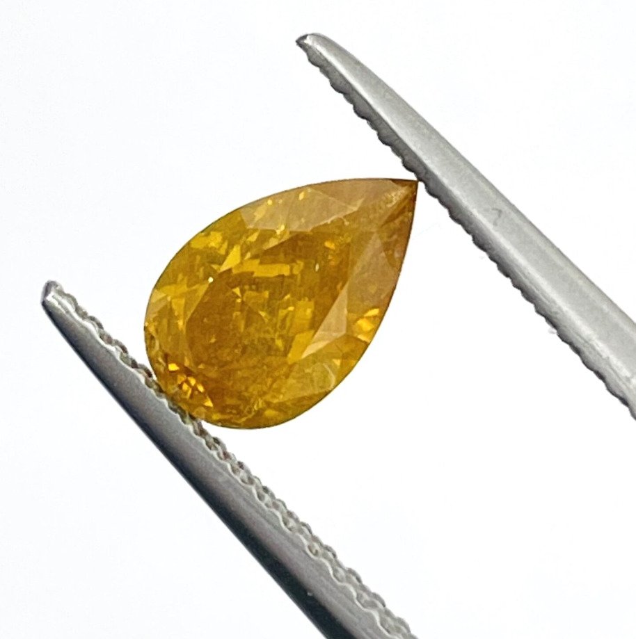 1 pcs Διαμάντι (Φυσικού χρώματος) - 1.07 ct - Αχλάδι - Fancy deep Καφετί, Απαλό πορτοκαλί Κίτρινο - I1 - Gemological Institute of America (GIA) - Φυσικό ορυκτό διαμάντι #1.0