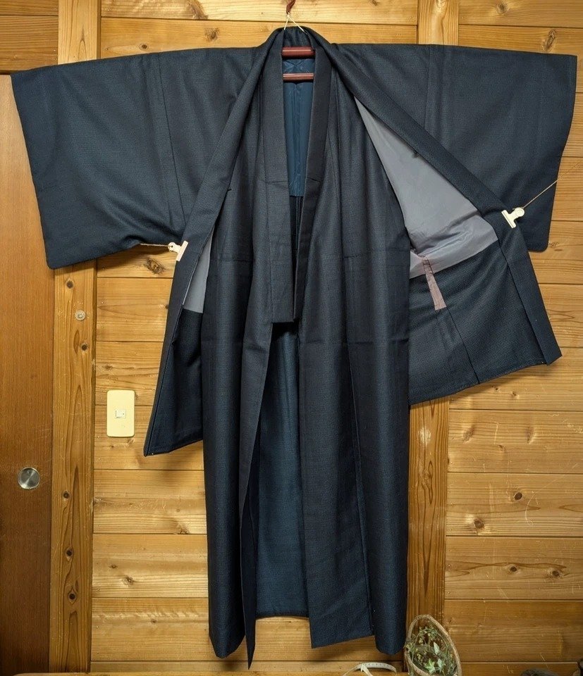 日本男士和服与羽织套装——“松に鷹”鹰与松——手绘内衬——昭和时代 - 絲 - 日本 - 20世紀 #4.3