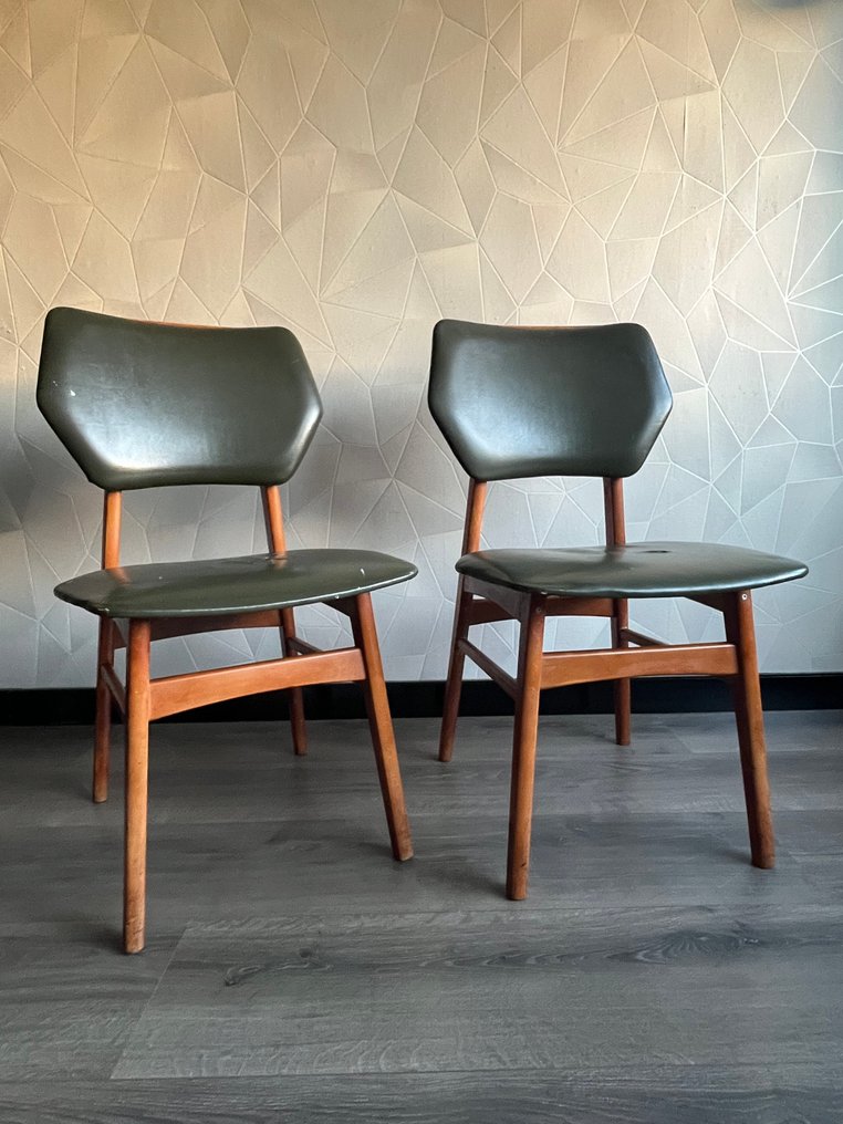 Sedia - Faggio, Skai - Due sedie vintage #1.0