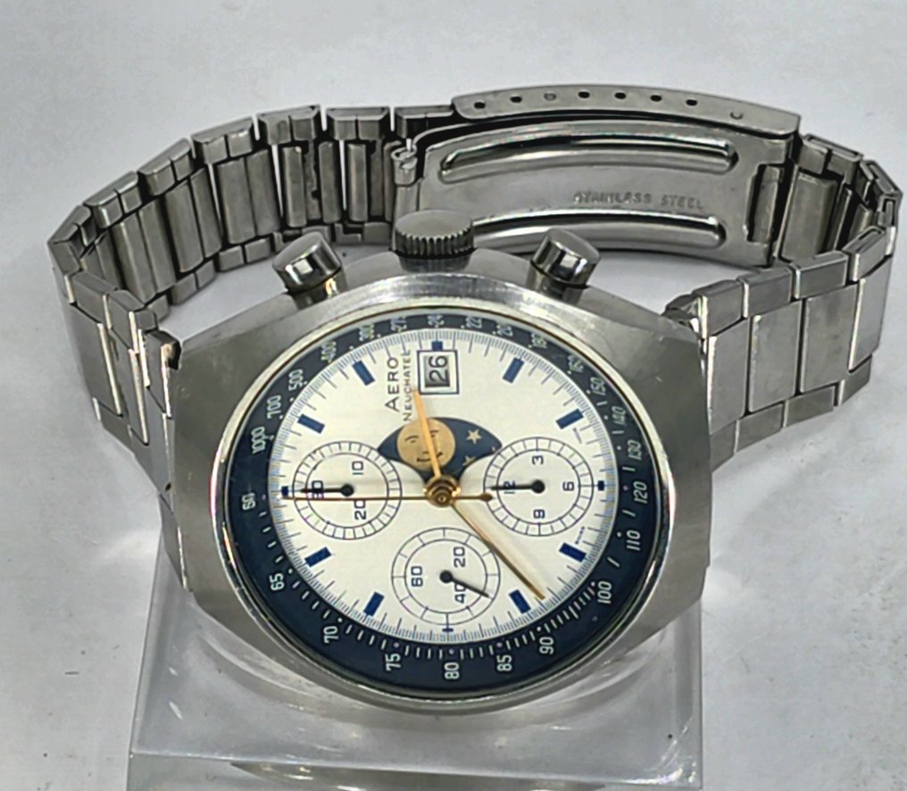 Aero Watch Neuchatel - Automatic Stahlchronograph  - Kaliber Valjoux 7750 - Mondphase - Schweiz um 1970 - Herren - 1980 #1.0