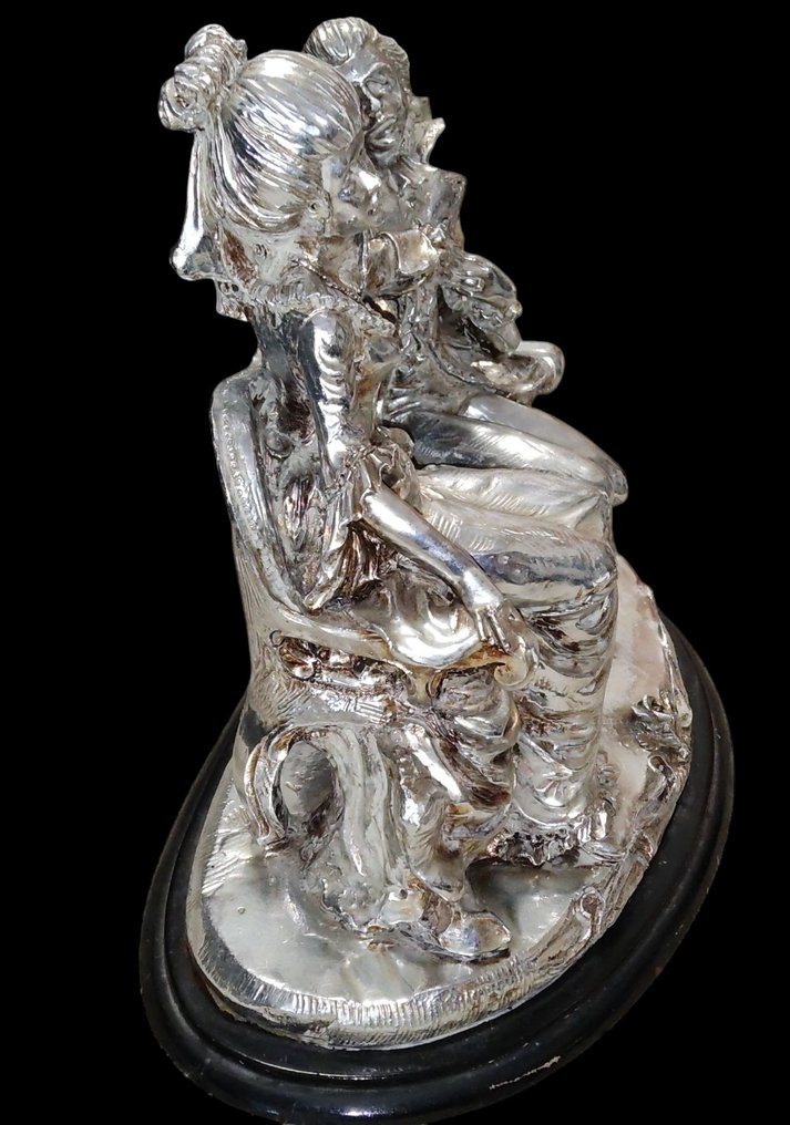 Statua, Innamorati su panchina '800 - 25 cm - .800 argento #3.2