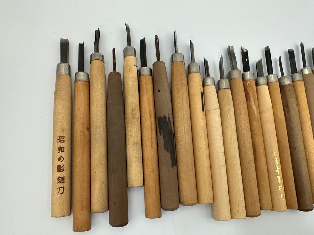 Rzeźba, Japanese carving knives, multiple items for sale 彫刻刀 - 20 cm - Żelazo #1.0
