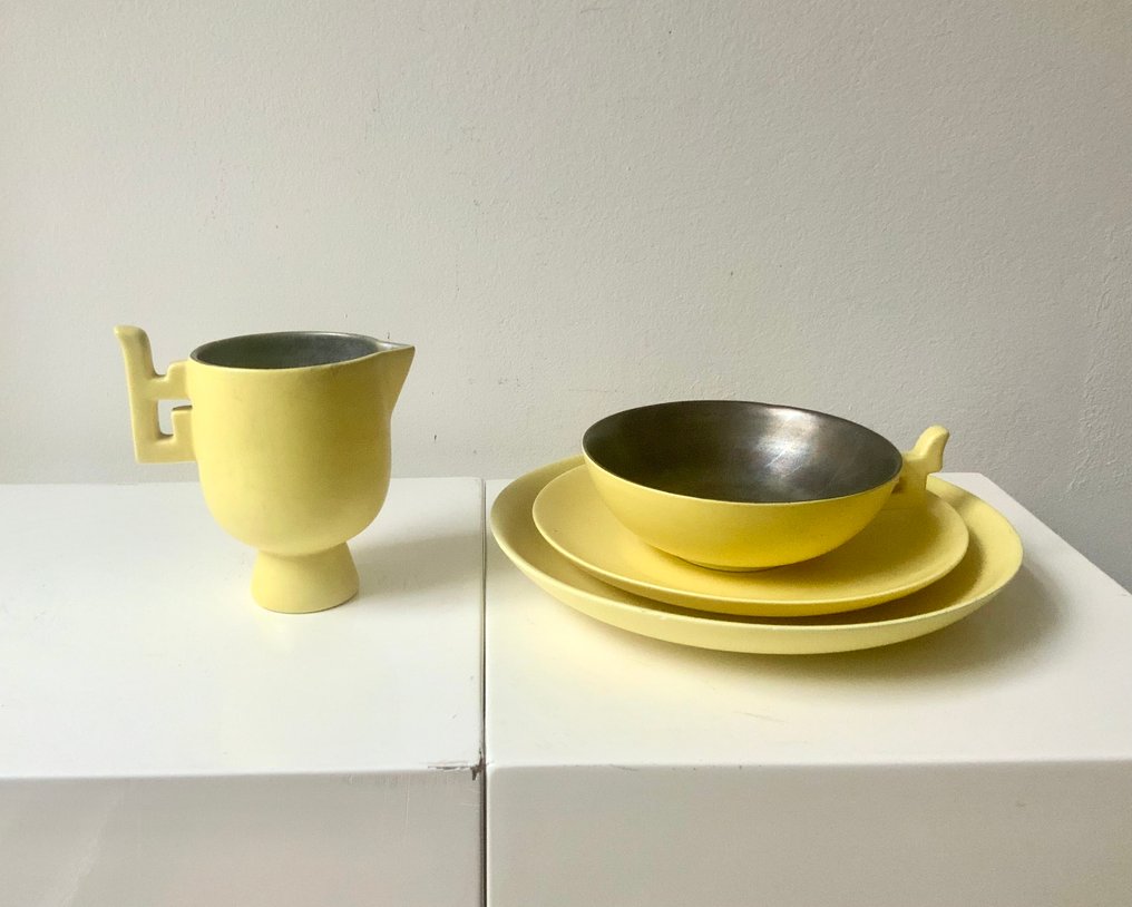 Rüppurr Fayence Fabrik - 整套茶具 (4) - 陶瓷 - Art Deco Teegedeck #1.0