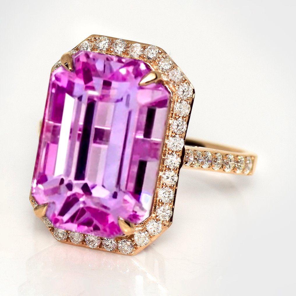 χωρίς τιμή ασφαλείας - Δαχτυλίδι - 14 καράτια IGI 15.36 ct Έντονο Μωβ-Ροζ, Ροζ χρυσό -  16.01ct. tw. Κουνζίτης - Διαμάντι #2.1