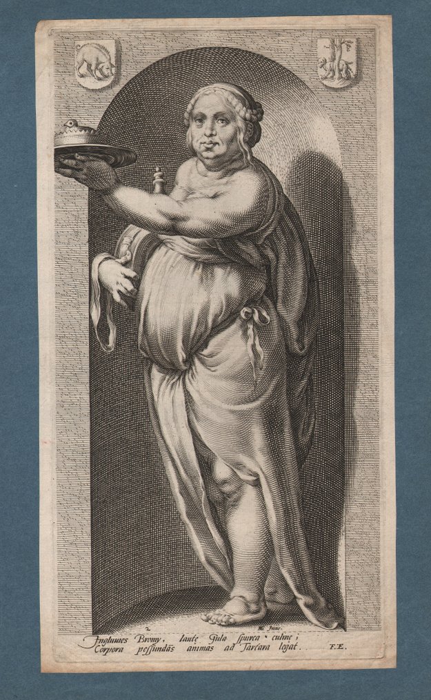 Jacob Matham ( 1571 - 1631) - Gluttony - Hendrick Goltzius Invent #3.2