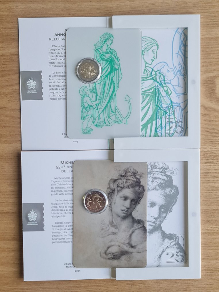 Σαν Μαρίνο. 2 Euro 2025 "Giubileo Anno Santo" + "Michelangelo" (2 coins)  (χωρίς τιμή ασφαλείας) #1.0