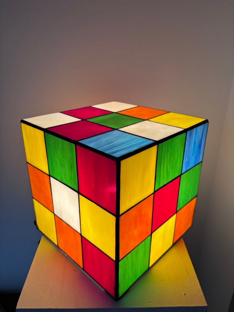 Lámpara de sobremesa - Vidriera policromada - Cubo di Rubik #4.3
