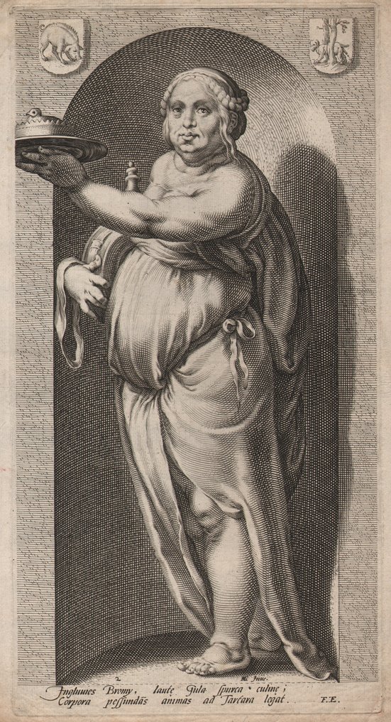 Jacob Matham ( 1571 - 1631) - Gluttony - Hendrick Goltzius Invent #1.0