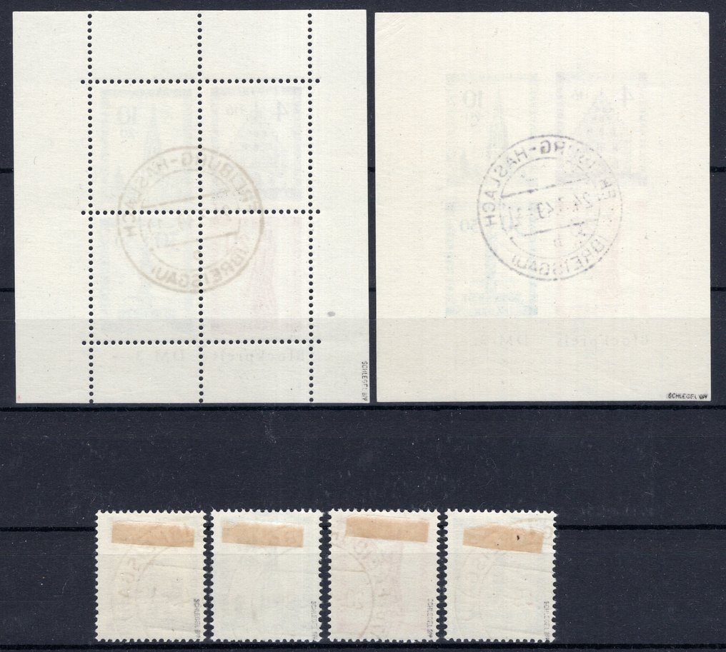 巴登-法国区域 1949 - 弗赖堡块对与板块缺陷 + 段落 - Michel Block 1 A/B, 38/41 A #1.0