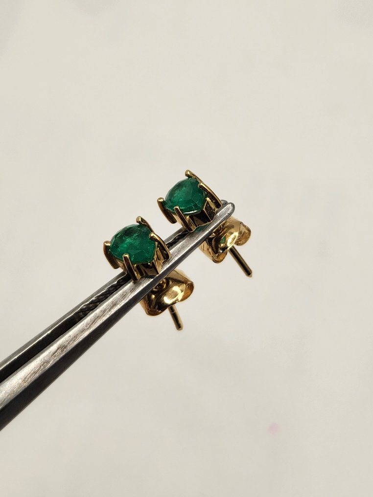 Σκουλαρίκια - 18 καράτια Κίτρινο χρυσό -  1.10ct. tw. Σμαράγδι - Αρετές Lagr de Esmeralda #2.1