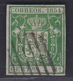 Spanien 1854 - Spanisches Escudo. 5 Reales grün. - Edifil 26 #1.0