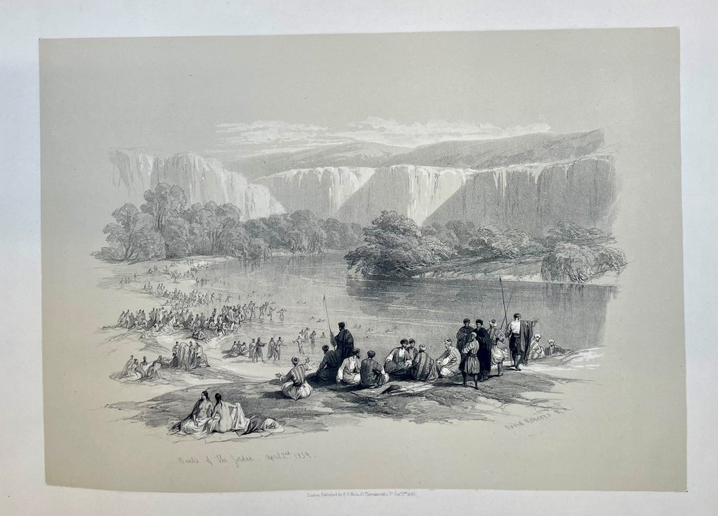 Israel - Baptism Site on the Jordan River near Jericho; David Roberts/Louis Haghe - The Immersion of the Pilgrims (Banks of the Jordan) - 1821-1850 #1.0