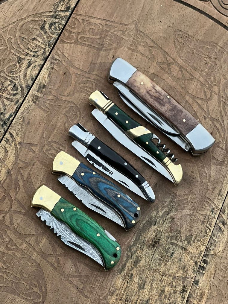 Kitchen knife - Kitchen knife set -  Folding Knife Fine Vintage Table Knife & Collectable Knife - Stainless Steel Knife,Pakka Wood,Brass Bolster,Forged Steel - France - Custom Handmade #4.3