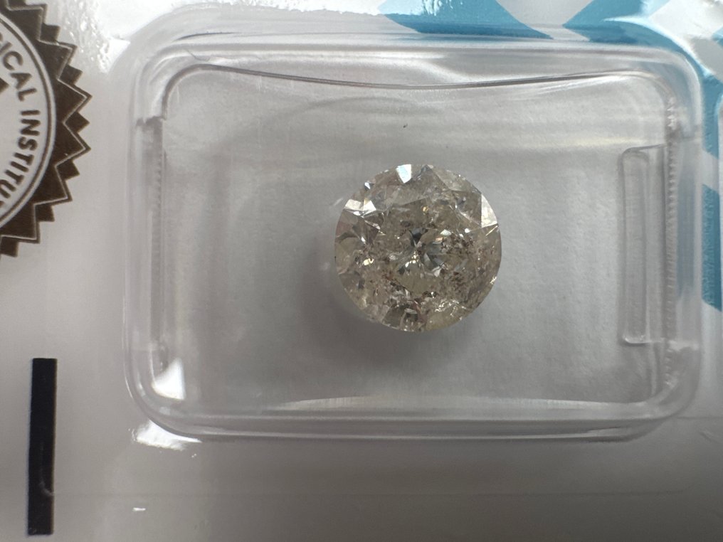 没有保留价 - 1 pcs 钻石 (天然色彩的) - 2.03 ct - 圆形 - Very light 棕色 - I2 内含二级 - 国际宝石研究院(IGI) #2.1