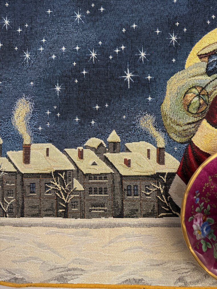San Leucio - Exclusive pair of tapestry placemats in Gobelin style featuring Santa Claus. - Tablecloth (2) - 70 cm - 40 cm #4.3