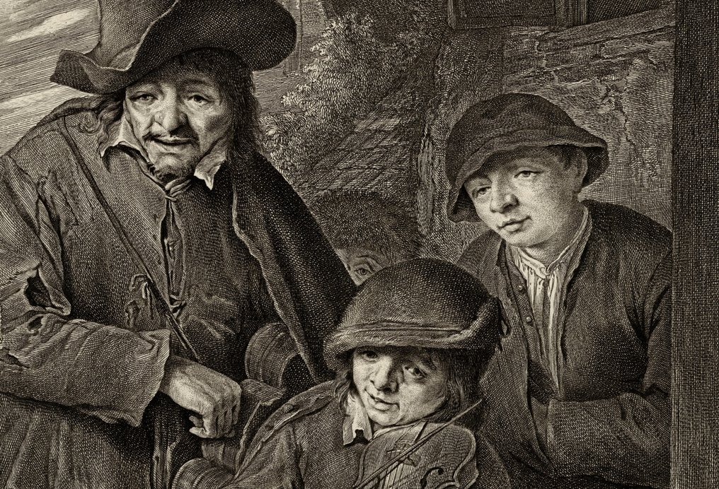 Cornelis Visscher (1628-1658) - Violinist and hurdy hurdy player by Van Ostade #4.3