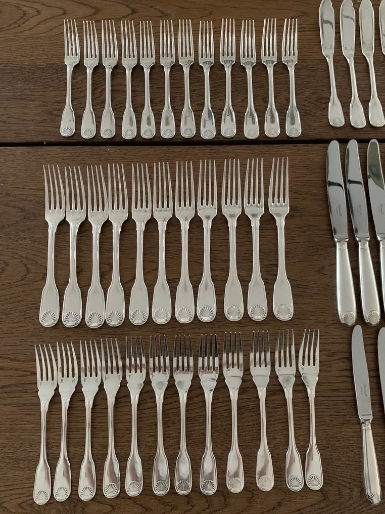 Christofle - Σετ μαχαιροπίρουνων για 12 (111) - Vendôme Coquille - Επάργυρο #2.1