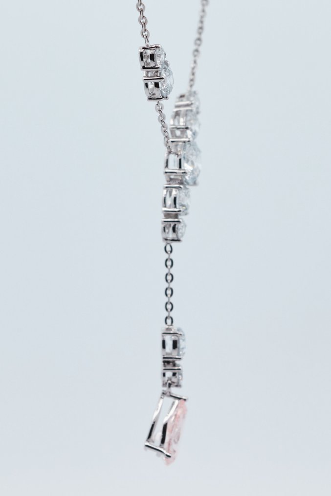 Ingen mindstepris - Halskæde - 14 karat Hvidguld - 3.18ct. tw. Lyserød Diamant (Laboratoriedyrket diamant i fancy farver) - Diamant #2.1