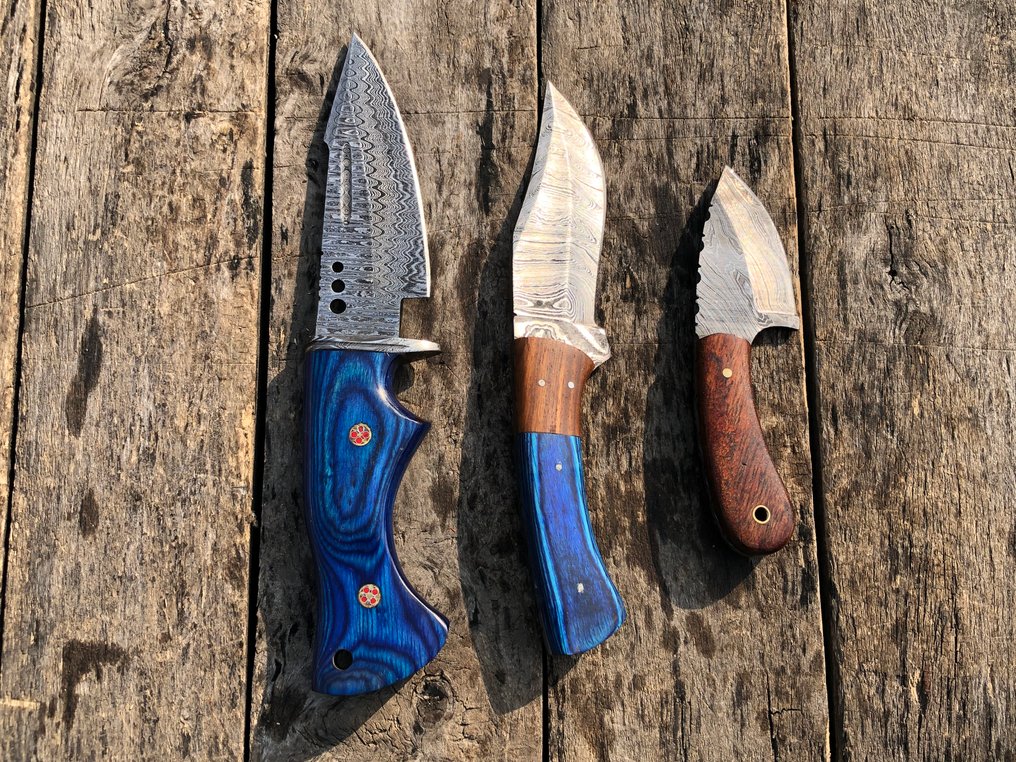 Kitchen knife - Prestigious Handmade Skinners Knives, Forged Steel, Wood, & Rare Handles - North America - Leather Sheaths (A52) #1.0