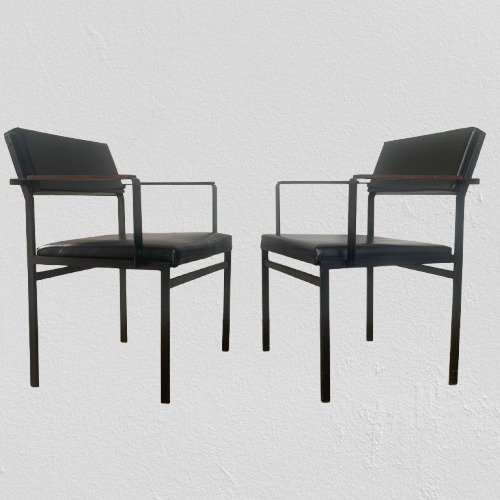 Pastoe - Cees Braakman - Stol (3) - Metall, Läder, Trä - FM 17 #1.0