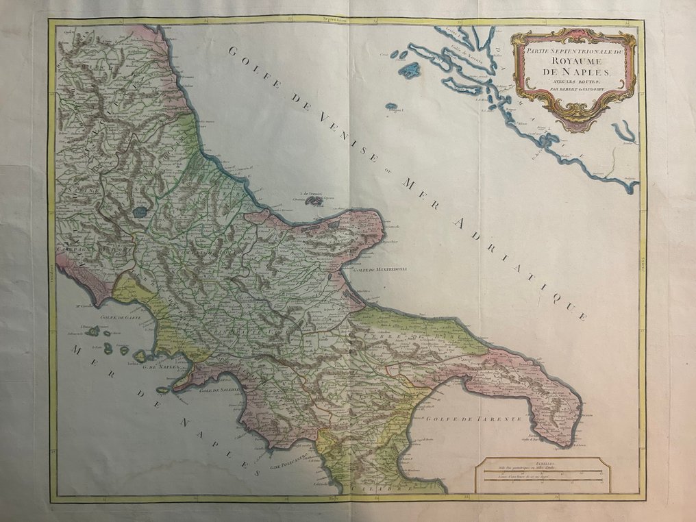 意大利 - 阿布鲁佐 • 莫利塞 • 卡皮塔纳塔/加尔加诺 • 南部拉齐奥部分 • 均为坎帕尼亚部分; Robert de Vaugondy - “Partie Septentrionale du Royaume de Naples.” - 1751-1760 #1.0