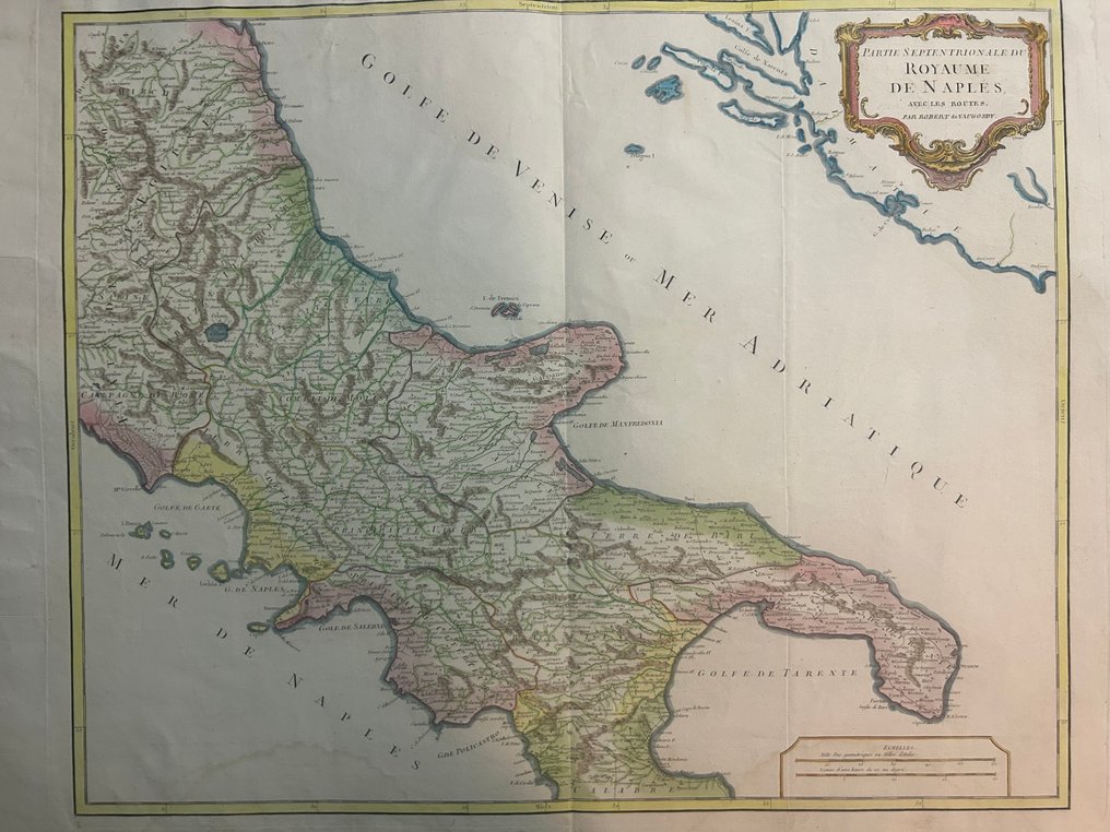 意大利 - 阿布鲁佐 • 莫利塞 • 卡皮塔纳塔/加尔加诺 • 南部拉齐奥部分 • 均为坎帕尼亚部分; Robert de Vaugondy - “Partie Septentrionale du Royaume de Naples.” - 1751-1760 #3.2