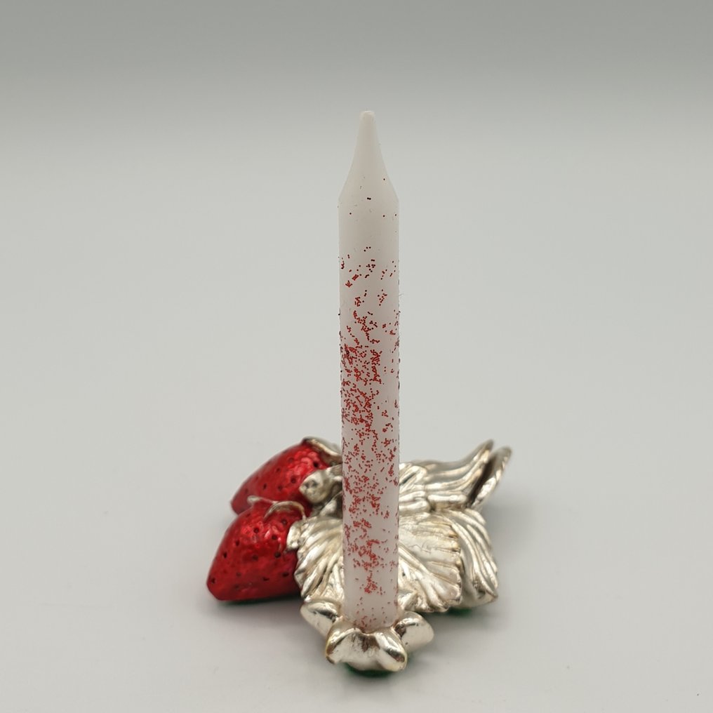 Candeliere da tavolo "Fragole" rivestito in argento e smalto - Candlestick - Plated in silver #4.3