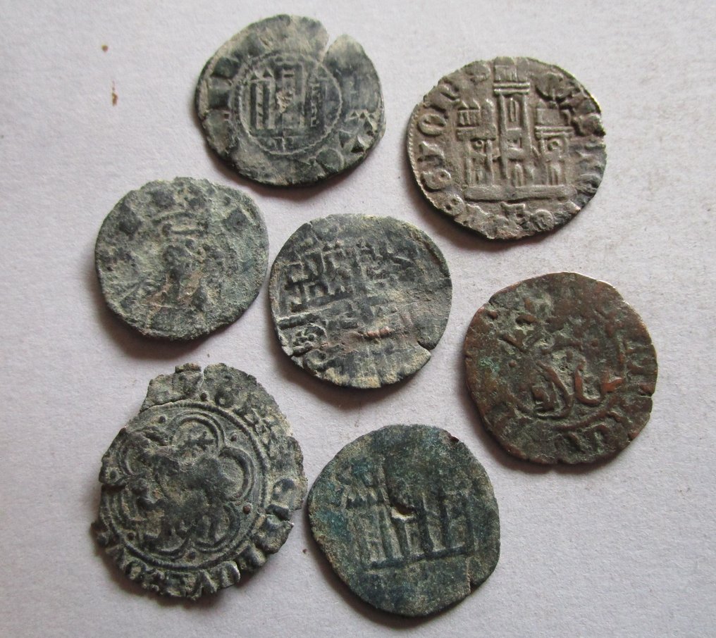 . Koninkrijk Castilië en León 8 monedas Alfonso X, Jaime I, Alfonso XI, Enrique II, Enrique III, Fernando IV, Reyes Catolicos (Zonder Minimumprijs) #1.0