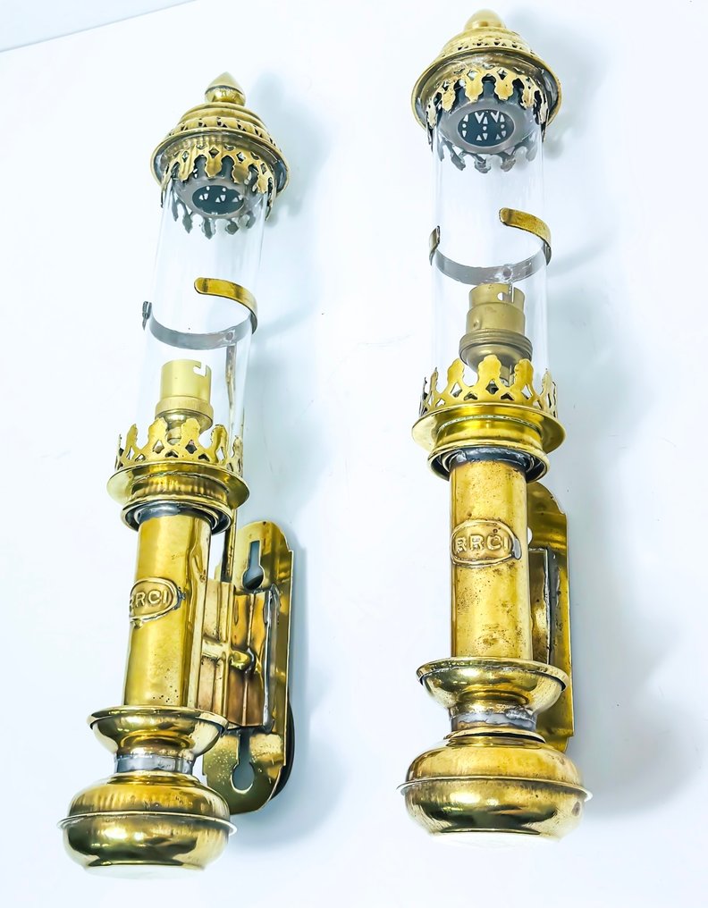 R.R.C - Wandkandelaar (2) - Oosterse express - Messing, Koper, Glas #2.1