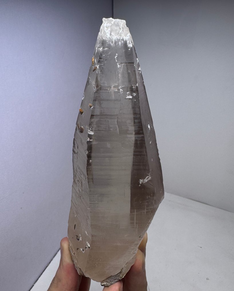 玻璃清洁Hashupi石英巨大块配有菱铁矿 水晶 - 高度: 168 mm - 宽度: 58 mm- 557 g - (1) #1.0