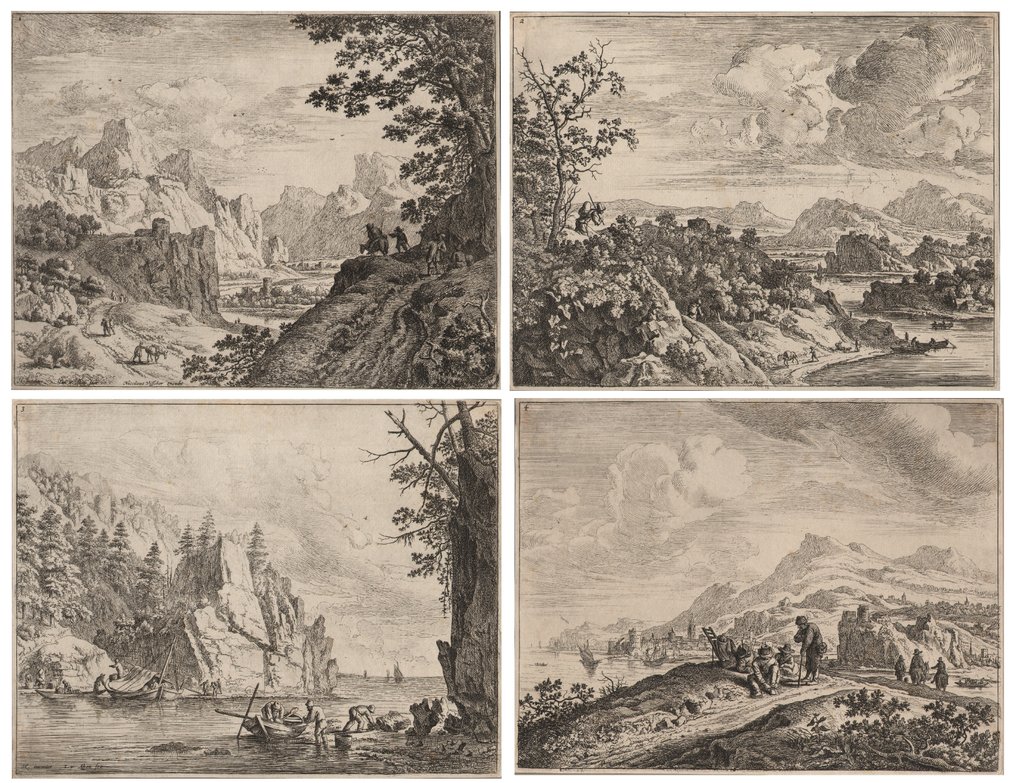 Jan van Aken (1614-1661) - Views of the Rhine valley - complete series #1.0
