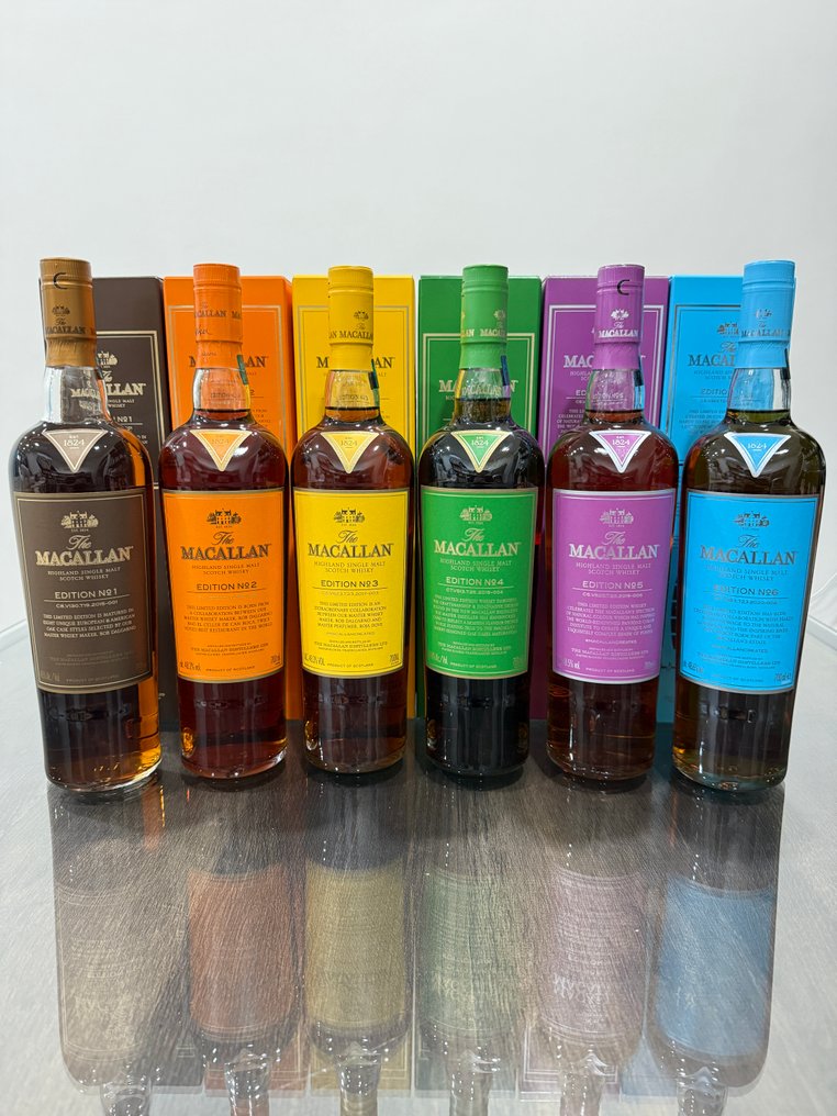 Macallan Edition No. 1 - No. 2 - No. 3 - No. 4 - No. 5 - No. 6  - 700ml, 750ml - 6 bottiglie #1.0