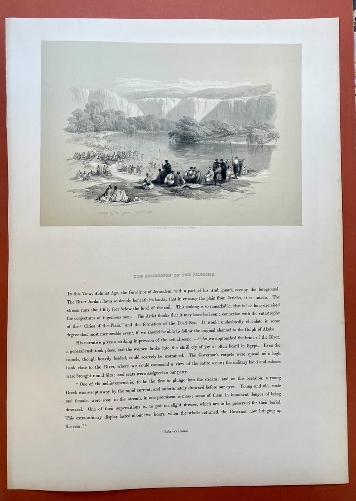 Israel - Baptism Site on the Jordan River near Jericho; David Roberts/Louis Haghe - The Immersion of the Pilgrims (Banks of the Jordan) - 1821-1850 #2.1