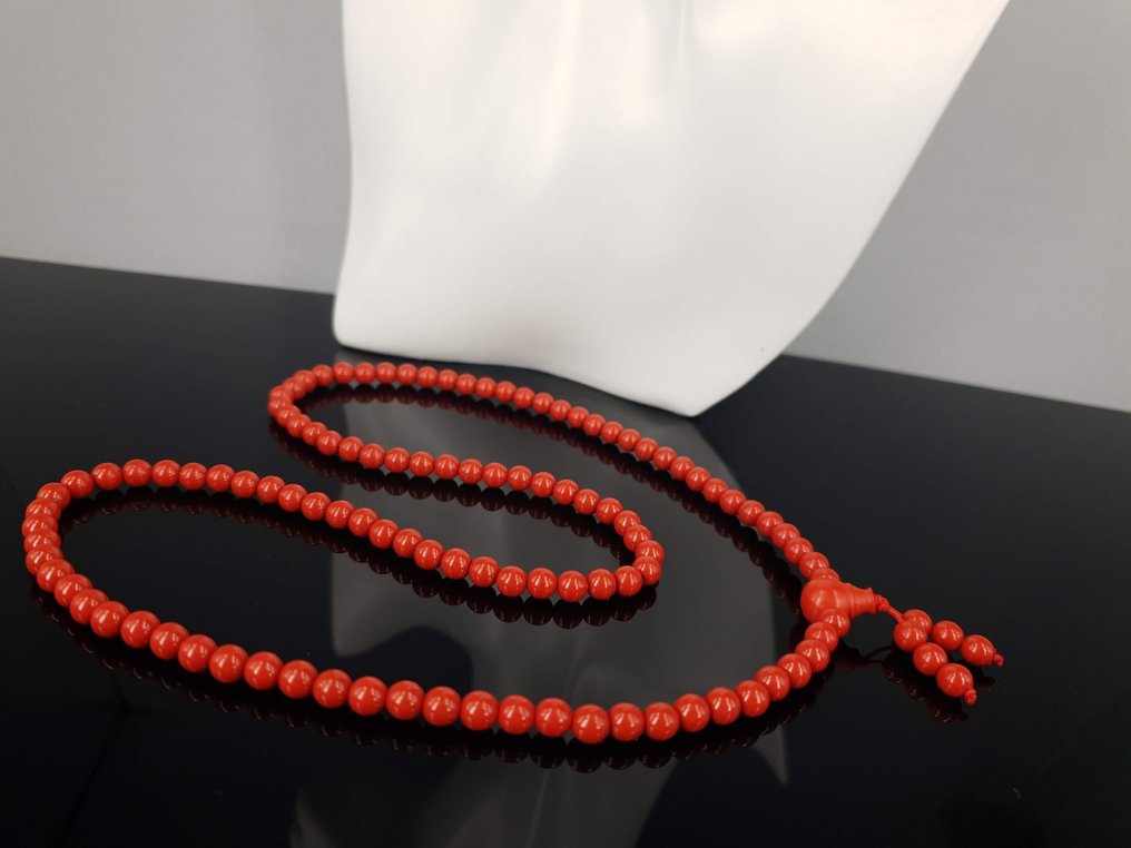 天然红珊瑚Tasbih祈祷珠 / 免运费 - 链 #1.0
