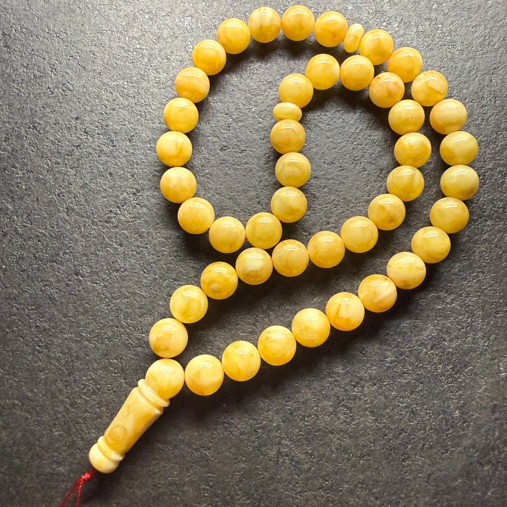 Tesbih misbaha rugăciune, mărgele de chihlimbar baltic alb, 12mm, 47,2 grame. - Chihlimbar - Baltic amber - succinite #2.1