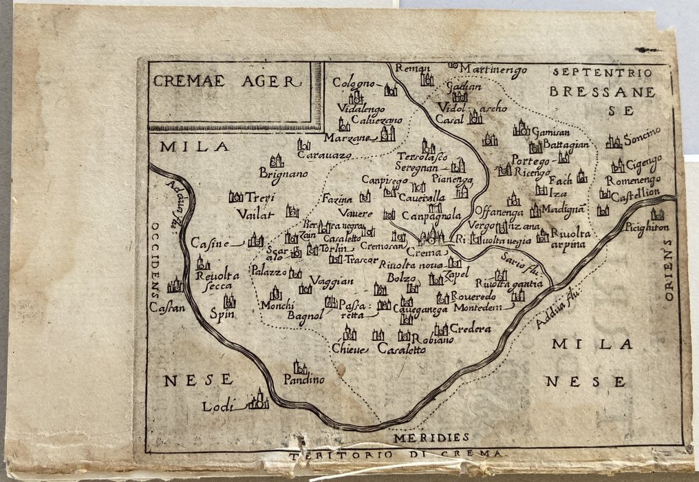 Italy - Lombardia; Ortelius - Cremae Ager - Teritorio di Crema - 1581-1600 #1.0