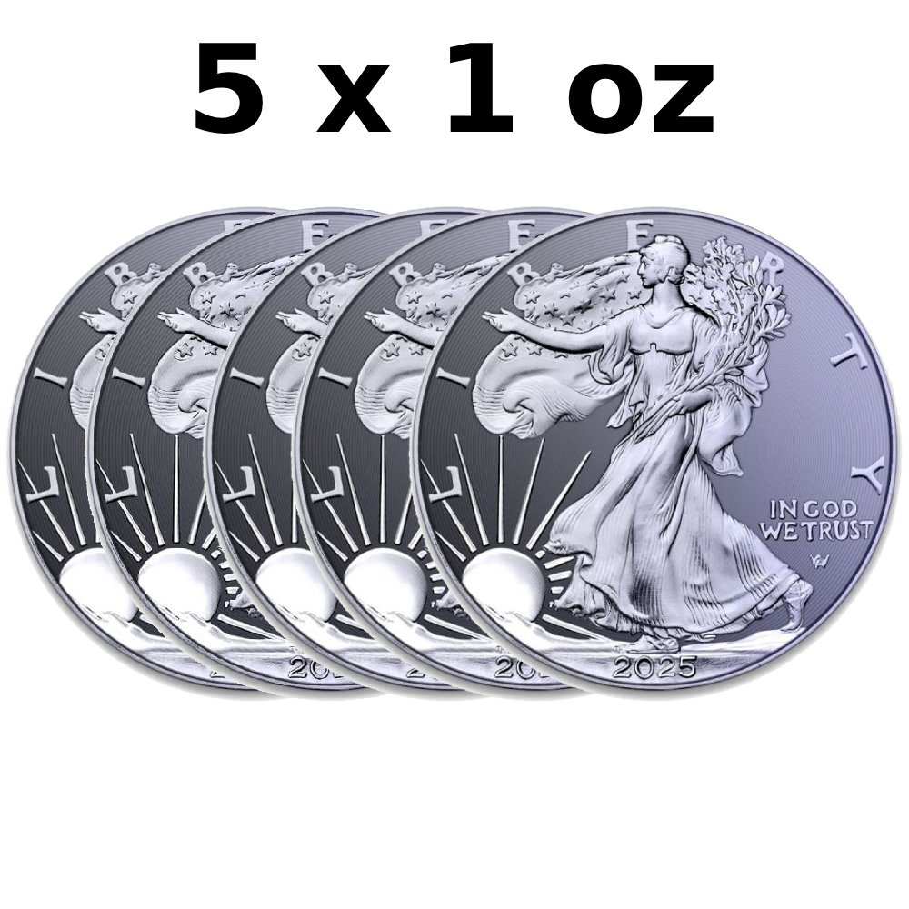 Ηνωμένες Πολιτείες. 5 x 1 oz 2025 .999 Fine Titanium American Eagle Round BU (χωρίς τιμή ασφαλείας) #1.0