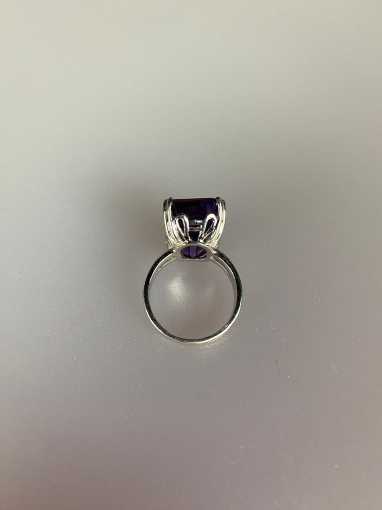 戒指 - 18K包金 白金 紫水晶 #4.3