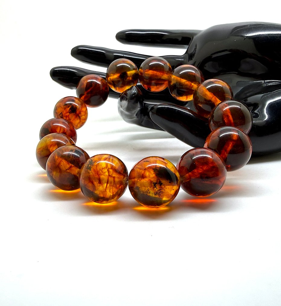 Eksklusiivinen rannekoru, Itämeren meripihkanhelmet, 16 mm, 32,7 g. - Meripihka - Baltic amber - succinite #1.0