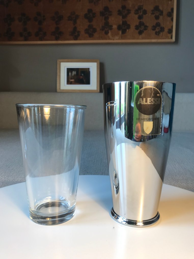 Alessi - Ettore Sottsass - Cocktail shaker -  5050 - Steel, Glass - Boston #3.2