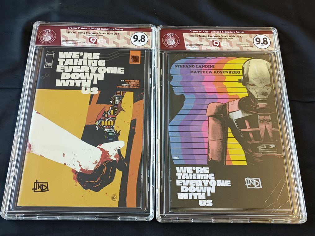 We're Taking Everyone Down with Us #1 + #2 Jorge Fornés Variant - EGC 9.8 + 9.8 - Custom Label - Signed by Stefano Landini - 2 Signed graded comic - First edition - 2025 #1.0