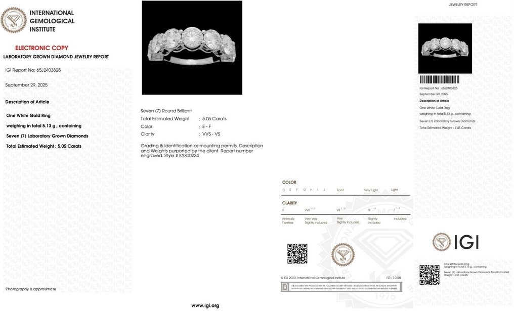 Nincs minimálár - Gyűrű - 18 kt. Fehér arany - 5.05ct. tw. Gyémánt (Laboratóriumban előállított) #3.2