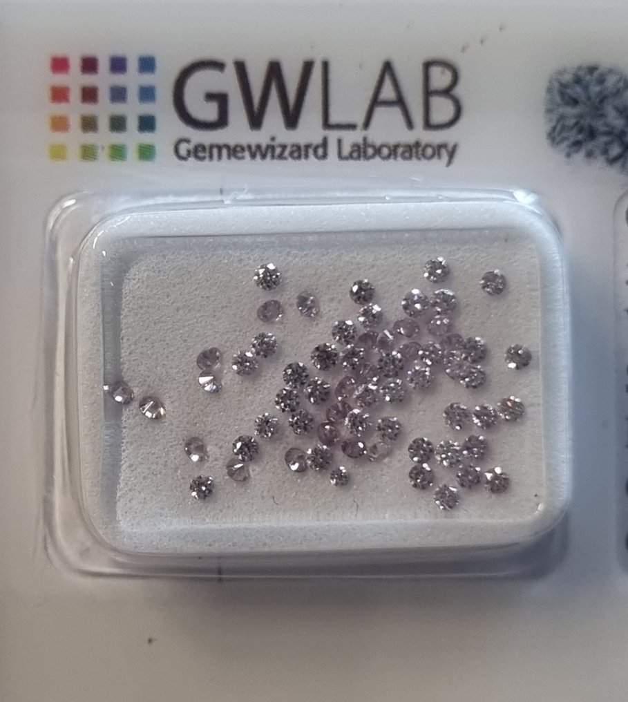 χωρίς τιμή ασφαλείας - 63 pcs Διαμάντι  (Φυσικό)  - 0.57 ct - Στρογγυλό - VVS2, SI1 - Gemewizard Gemological Laboratory (GWLab) - ροζ #3.2