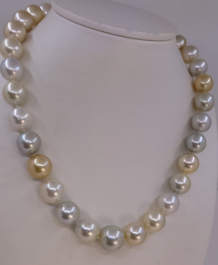 Κολιέ - 14 καράτια Κίτρινο χρυσό, Χρυσά και Λευκά Μαργαριτάρια Νότιου Ωκεανού πιστοποιημένα από PSL. #1.0